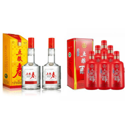 五粮春 五粮液股份五粮春第一代45度500ml浓香型白酒 45度 500mL 2瓶 +红淡雅*6瓶整箱