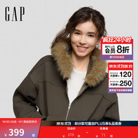 Gap 连帽仿银狐绒开衫外套