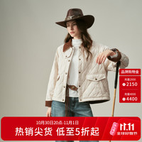E·LAND 衣恋 ELAND衣恋棉衣女含羊毛翻领保暖棉服2026秋冬新款 乳白色(64)Cream S /160
