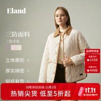 E·LAND 衣恋 ELAND衣恋棉衣/棉服女学院风菱格翻领外套2026冬季新款 象牙白/白色(39)Ivory S /160