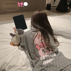 果壳 长袖睡衣春夏艾丝乐小兔联名纯棉女家居服套装A