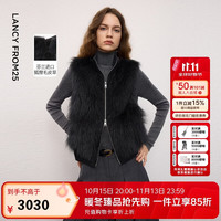 朗姿 25绵羊毛气质通勤毛绒外套立领仿皮皮草马甲女