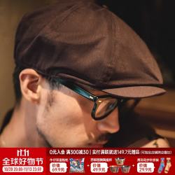 马登 复古剃刀党油蜡报童帽情侣贝雷画家帽八角浴血黑帮刀片帽子男 咖啡色 M (头围57-59cm)