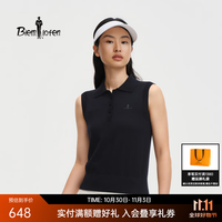比音勒芬 春秋款女士时尚休闲通勤polo领套头背心女装上衣 25藏青色 M