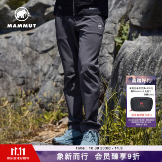 猛犸象 Clion男女户外登山保暖加绒加厚防风防泼水软壳长裤 黑灰色 白标 M