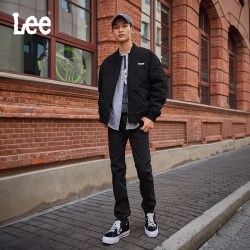 Lee 26秋冬宽松百搭黑色时尚中腰锥形男牛仔裤