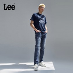 Lee 26年秋冬经典舒适丹宁复古水洗蓝色男士牛仔裤
