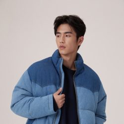 Levi's 男士美式休闲复古拼色牛仔羽绒服004Z9
