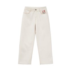 马登工装美式复古白色牛仔裤直筒cleanfit阔腿老钱风休闲裤男秋季