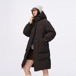 波司登 冬季女士中长款鸭绒休闲保暖可脱卸帽外套羽绒服