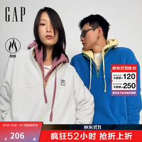 Gap 撞色半拉链立领宽松加绒卫衣