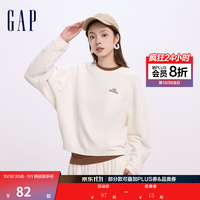 Gap 女装字母logo长袖卫衣简约百搭女友T上衣640250 米白色 M (165/84A) 亚洲尺码