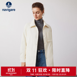 navigare 小帆船女士白鸭绒羽绒服轻薄休闲单排扣秋冬保暖外套 椰奶白 L