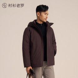 衬衫老罗 [谭凯同款]2026冬新品厚款连帽羽绒服保暖御寒外套衬衫老罗D529N