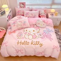Hello Kitty IP联名炫彩渐变被套全棉女孩床上用品床单床笠三四件套
