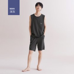 红豆居家 红豆凉凉衣男士无袖背心棉睡衣短裤可外穿休闲家居服夏