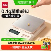 88VIP：得力 厨房秤电子秤家用小型高精度克称食物精准大量程防水烘焙商用