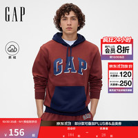 Gap LOGO抓绒套头宽松连帽衫卫衣