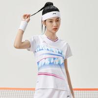 李宁 羽毛球服短袖女子夏季轻盈透气户外训练运动T恤女