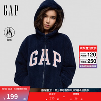 Gap 抱抱绒 刺绣宽松连帽卫衣外套