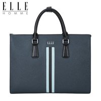 移动端：ELLE HOMME 硬牛皮公文包男士横款手提包简约商务通勤包品牌电脑包