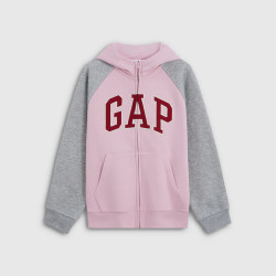 Gap 女童大童 刺绣连帽抓绒卫衣 淡粉色 120 cm(6-7岁)