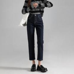 马克华菲 女装秋季通勤出街烟管裤高腰时尚休闲百搭垂感牛仔裤