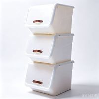 禧天龙 翻盖收纳箱 大号奶白色 3个装 35L