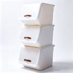 禧天龙 翻盖收纳箱 大号奶白色 3个装 35L