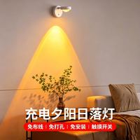 津盼 充电式壁灯家用卧室床头射灯免布线粘贴磁吸氛围背景墙装饰照画灯 夕阳落日灯