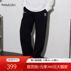 Mitchell&Ness MITCHELL & NESS针织长裤NY洋基/LA道奇运动休闲直筒裤男女 纽约洋基黑 M