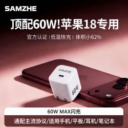 山泽 AVS协议60W快充适用苹果18promax氮化镓充电器iPhone17充电头