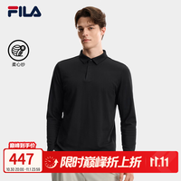 斐乐 官方男子针织长袖POLO衫2026秋季新款基础休闲通勤上衣 正黑色-BK L 175/96A/L