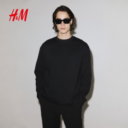 H&M 机能系列男装女装T恤吸湿排汗户外长袖1321643 黑色 XL 180/116