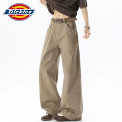 Dickies 纯棉休闲裤男士秋季新款宽松直筒阔腿运动穿搭工作弯刀长裤子服装 卡灰色  常