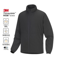3M新雪丽棉服男轻量化保暖棉袄立领夹克外套棉衣 黑色 L