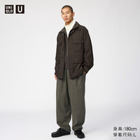优衣库 绒面宽腿裤男装女装合作款阔腿裤裤子487257 35 浅褐色 XL