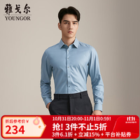 雅戈尔 长袖衬衫男全棉免烫衬衫素色衬衫抗皱平整舒适 蓝色YLDP115651HBY 38
