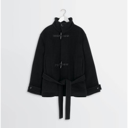[官方正品]LEMAIRE女士黑色柔软短款粗呢大衣