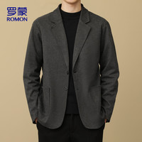 罗蒙 毛呢西服男士秋冬保暖商务休闲职业正装礼服上衣外套男K14灰色XL
