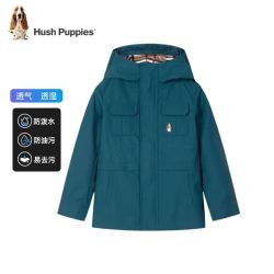 暇步士 童装儿童外套秋季新款男大童简约纯色时尚风衣外套 幻夜绿 150 cm
