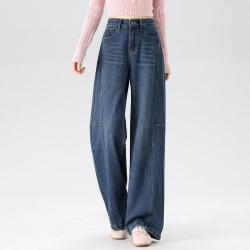 FOREVER 21 高腰阔腿牛仔裤女秋季舒适宽松百搭休闲裤