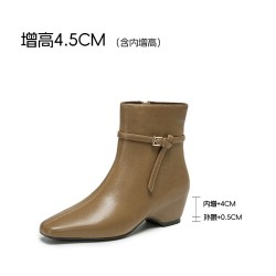 百丽 柔软羊皮时装靴高跟女靴2026冬季新款真皮内增高短靴G4Q1DDD6
