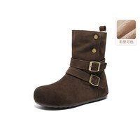 88VIP：百丽 复毛里保暖雪地靴女冬内增高加毛美拉德休闲中靴F3E1DDZ5