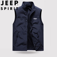 JEEP SPIRIT 吉普双十一双11马甲男士春秋夏立领钓鱼坎肩休闲多口袋外套