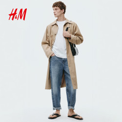 H&M 男装牛仔裤新款宽松弹力裤子0979945 牛仔蓝