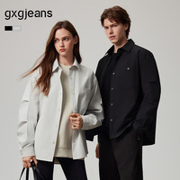 gxgjeans 26秋新品 美式纯色工装宽松长袖衬衫 浅灰色