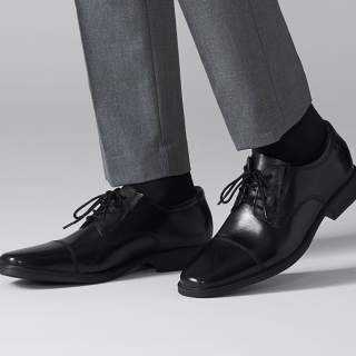 Clarks Tilden Cap系列男士圆头皮革低帮系带平底商务正装德比鞋261103098 黑色 39.5