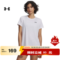 安德玛 UA夏季Tech女子圆领训练运动短袖T恤1384231 白色100 M