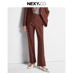 NEXY.CO 100绵羊毛修身休闲长裤女